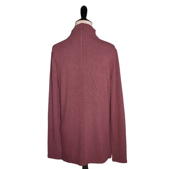 LISA RINNA COLLECTION NEW $74 Brushed Hacci Funnel Neck Top‎ Plum Wine Small - Picture 3 of 3
